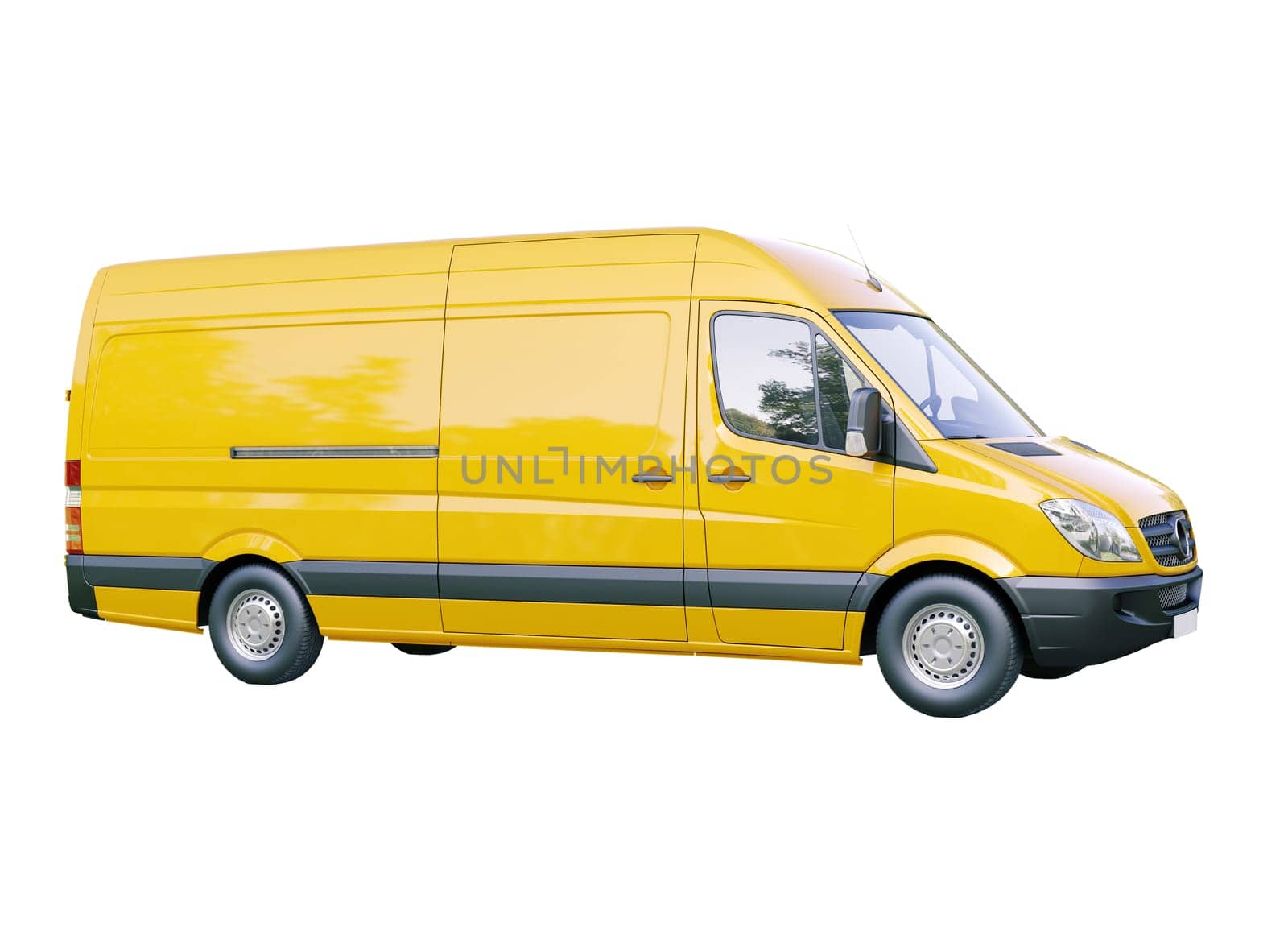 Modern commercial van isolated on a white background