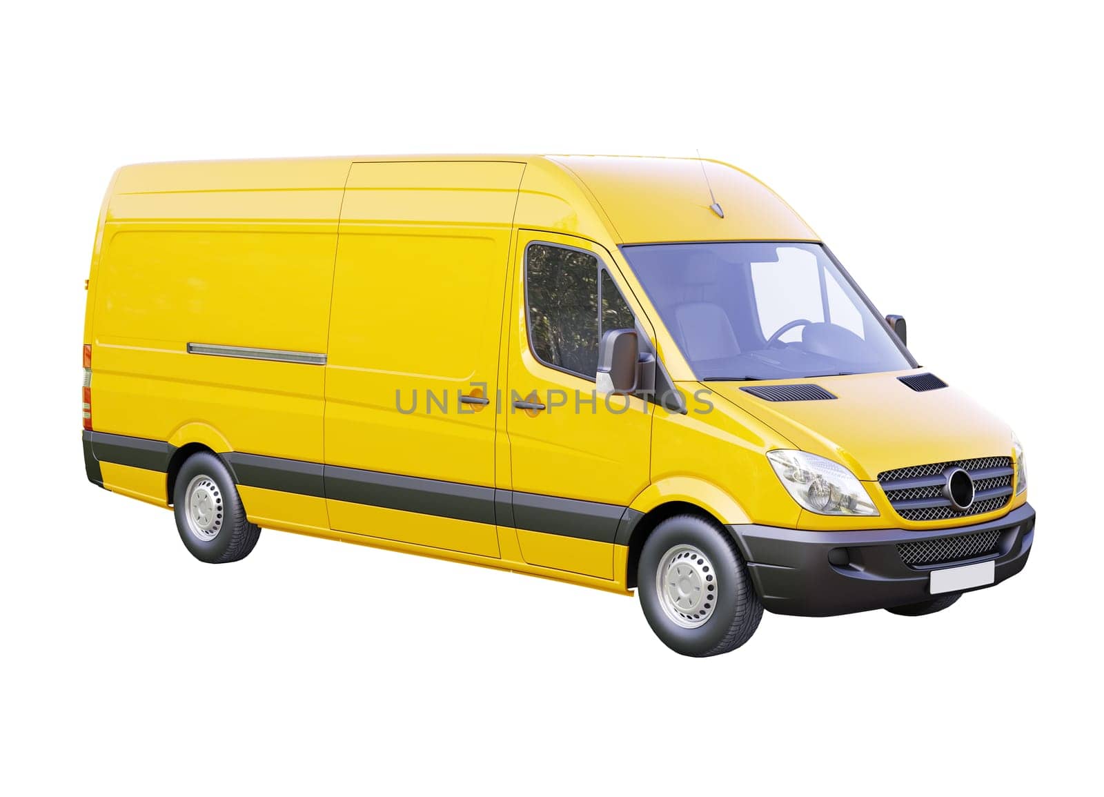 Modern commercial van isolated on a white background
