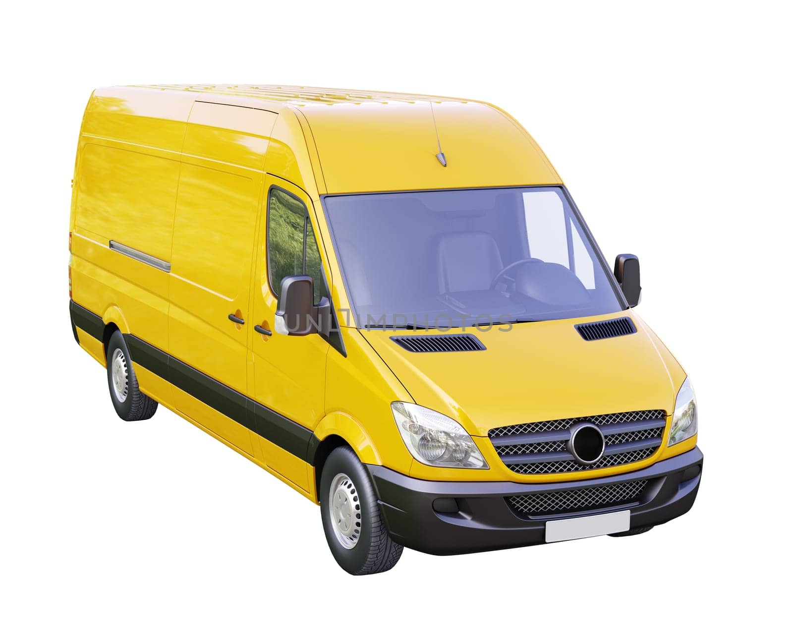 Modern commercial van isolated on a white background