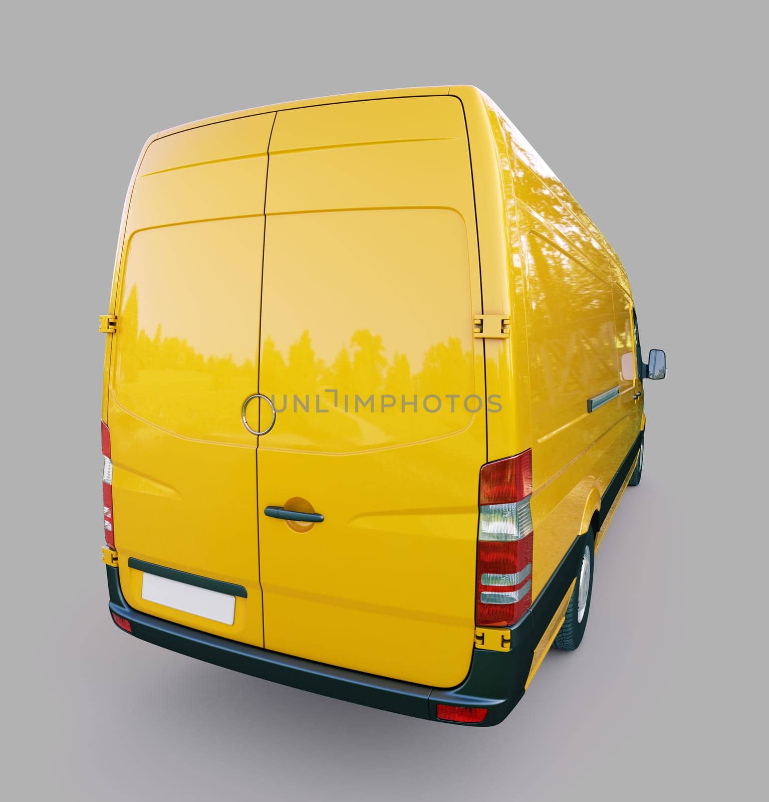 Modern commercial van on a gray background