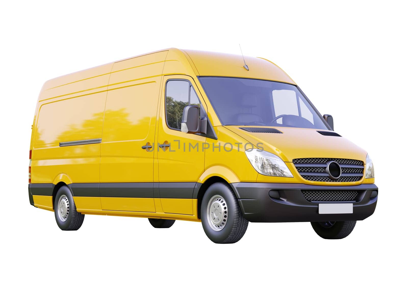 Modern commercial van isolated on a white background