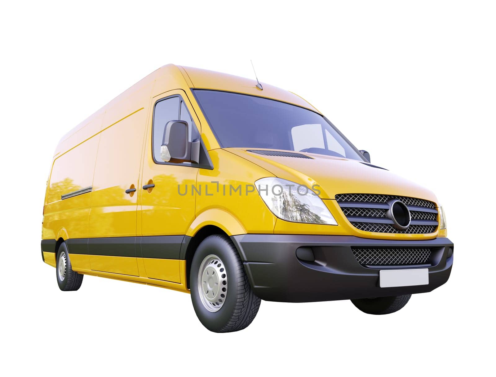 Modern commercial van isolated on a white background