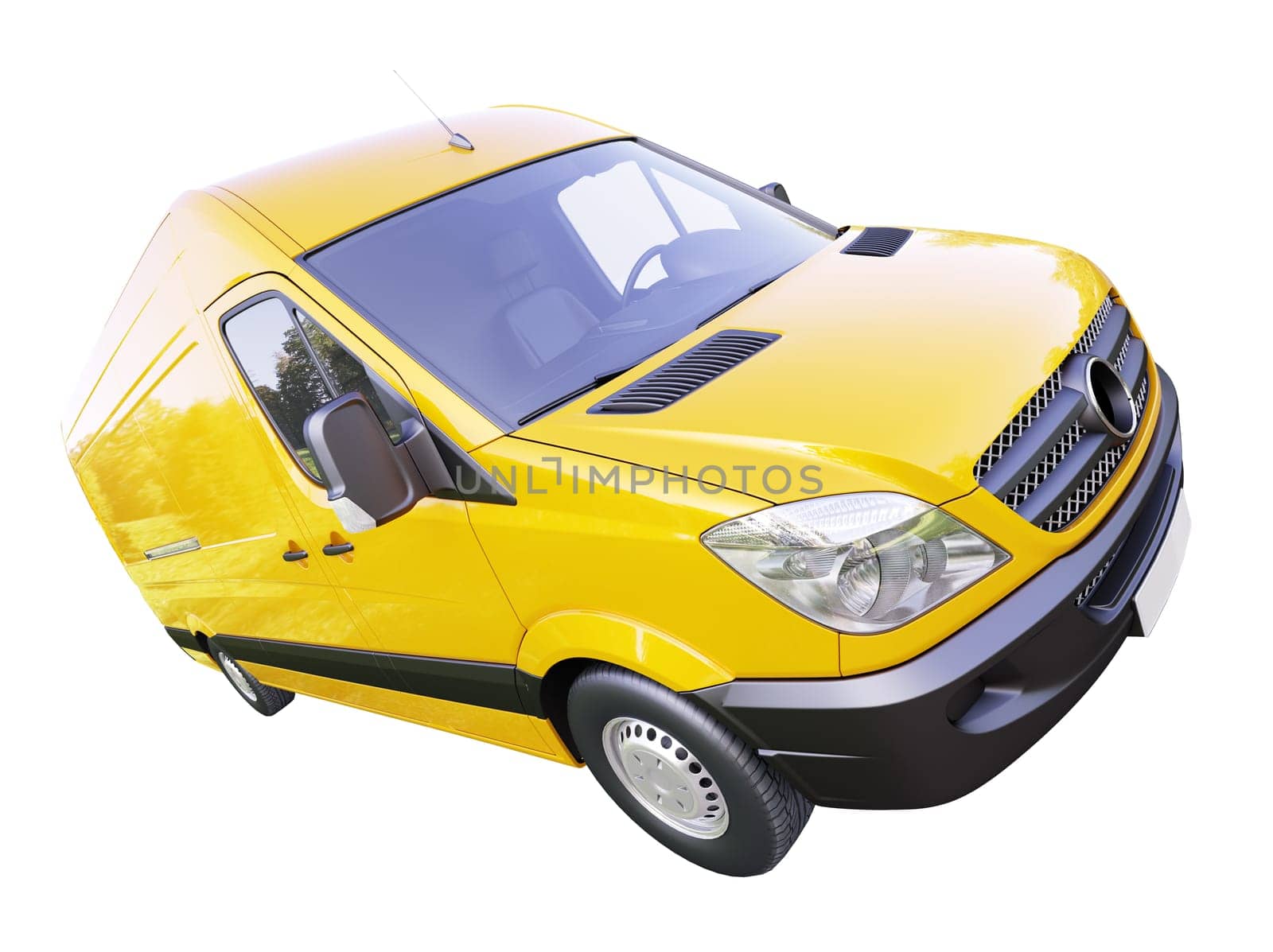 Modern commercial van isolated on a white background