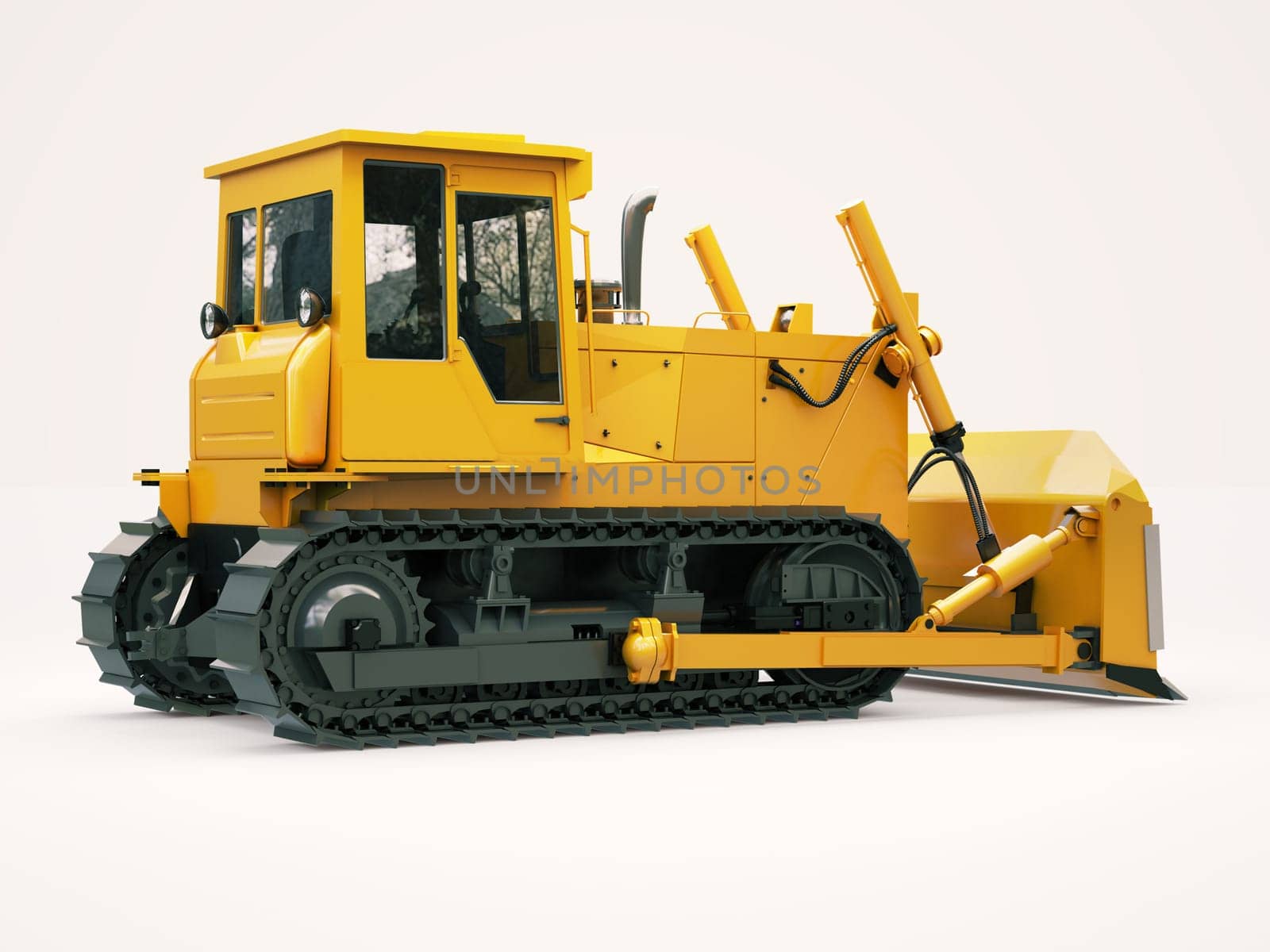 Heavy crawler bulldozer on a light background