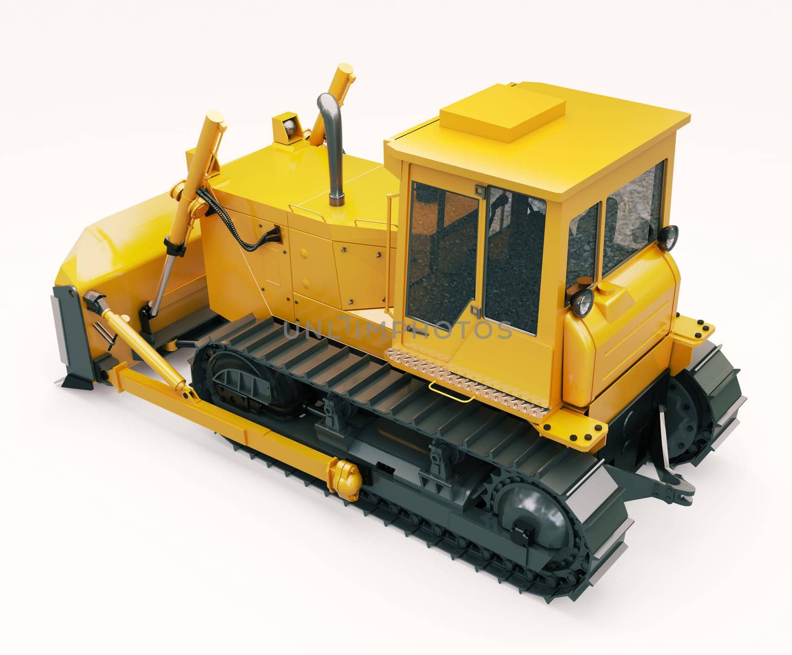 Heavy crawler bulldozer on a light background