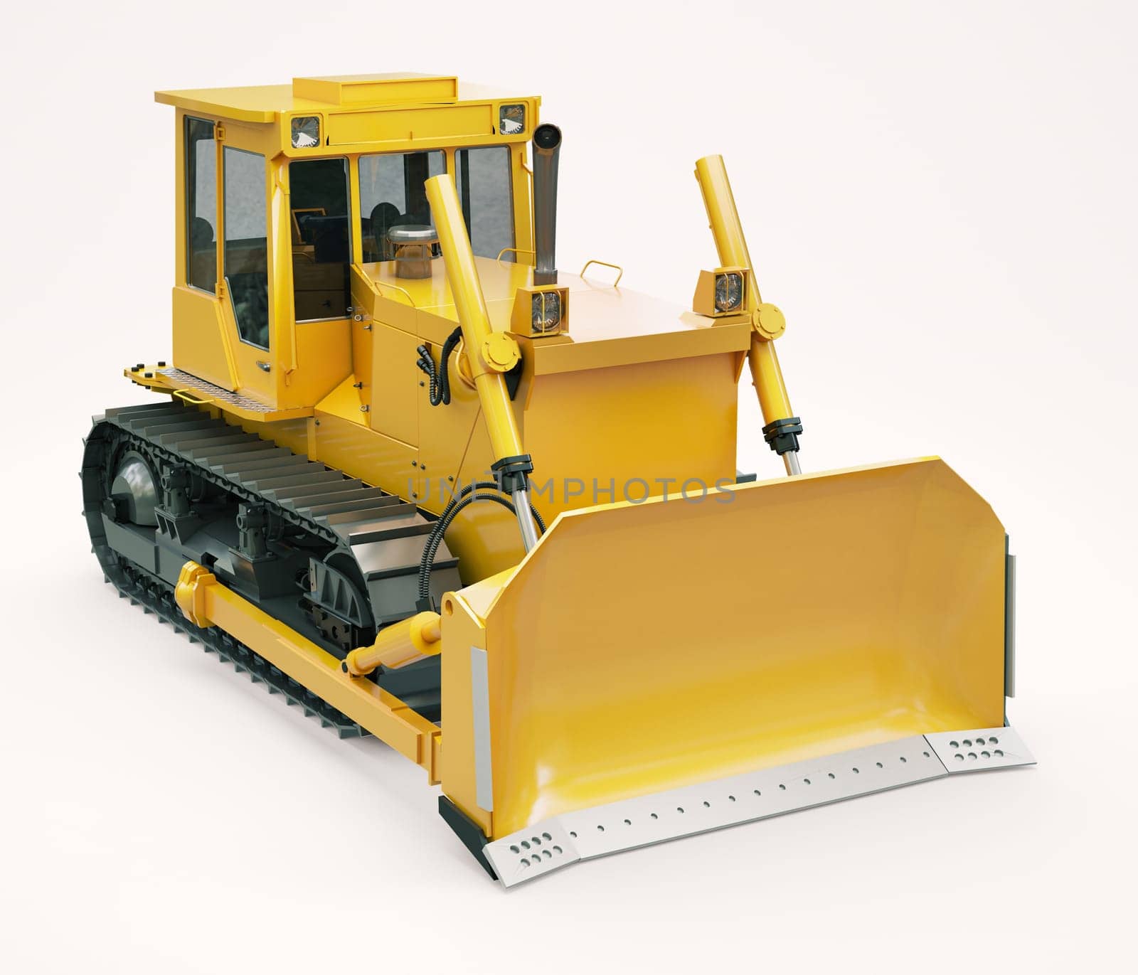 Heavy crawler bulldozer on a light background