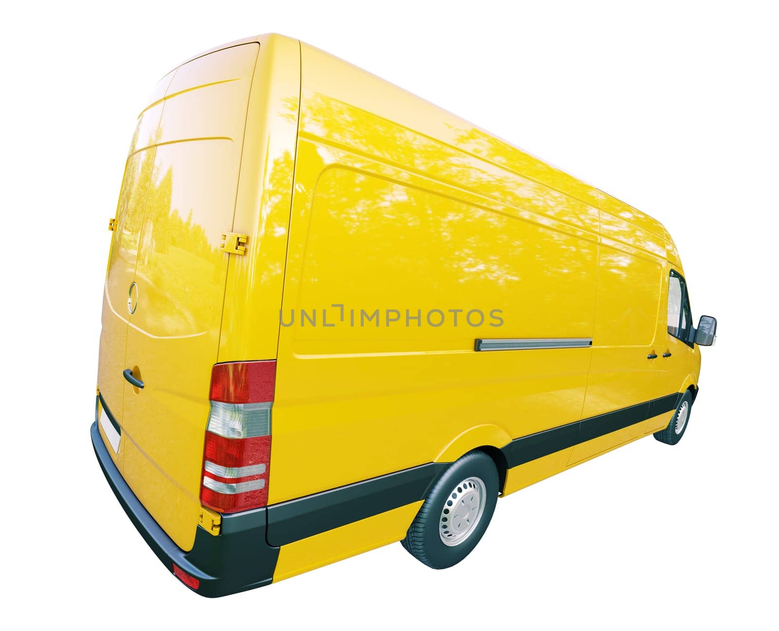 Modern commercial van isolated on a white background