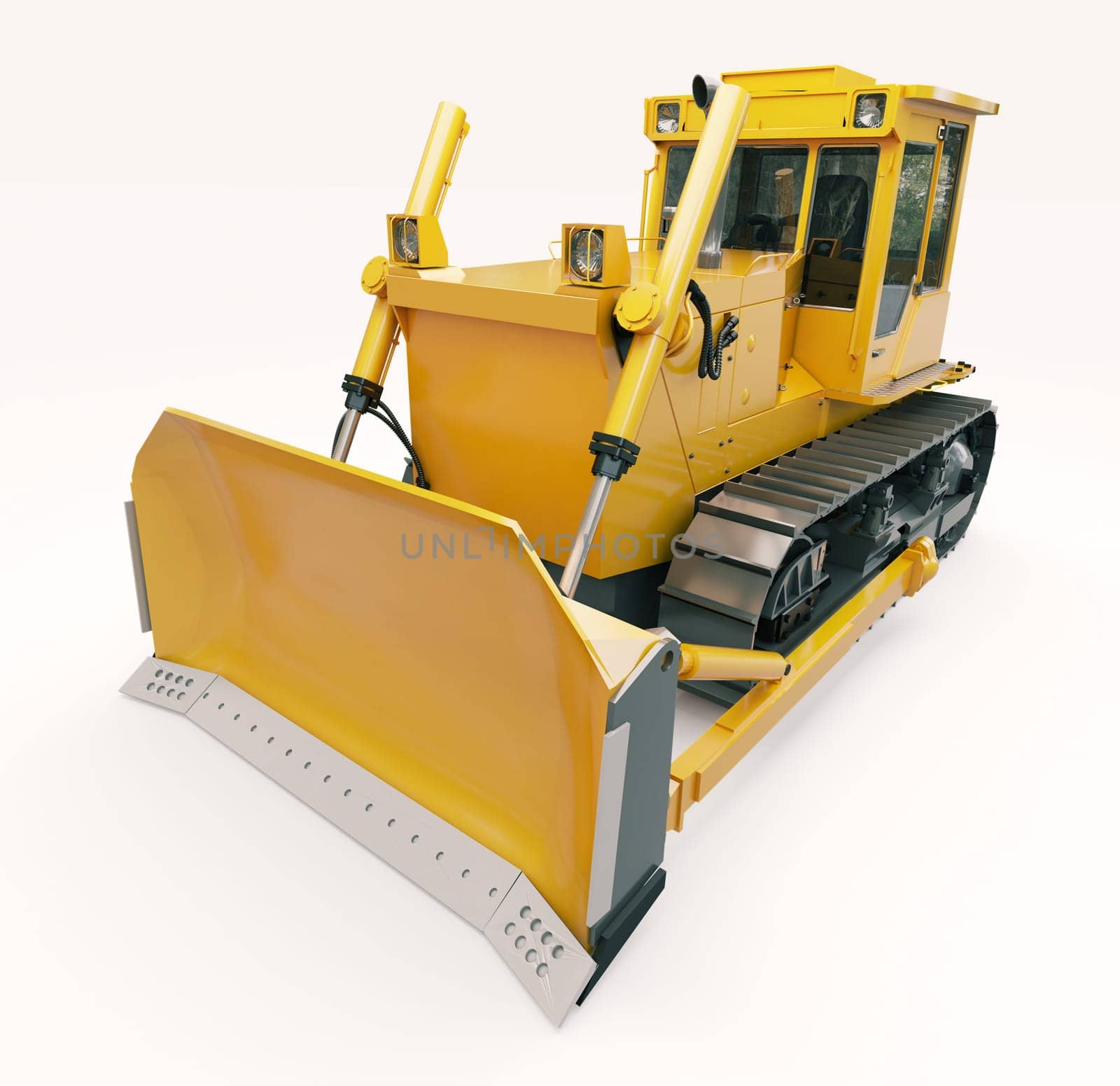 Heavy crawler bulldozer on a light background