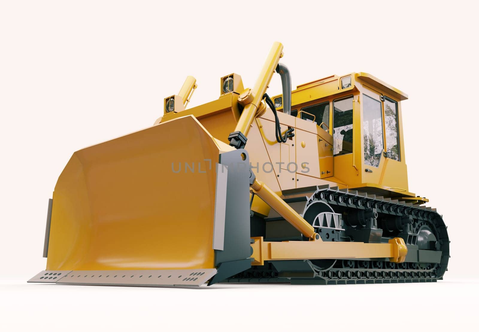 Heavy crawler bulldozer on a light background