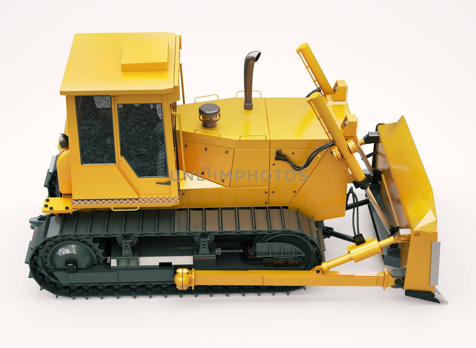 Heavy crawler bulldozer on a light background