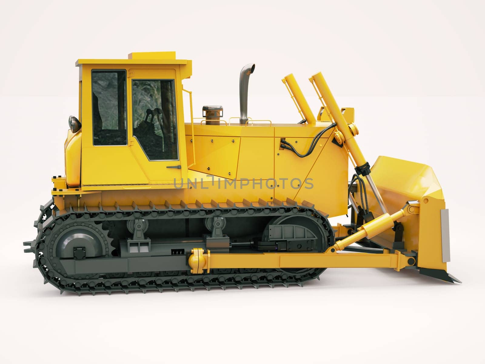Heavy crawler bulldozer on a light background