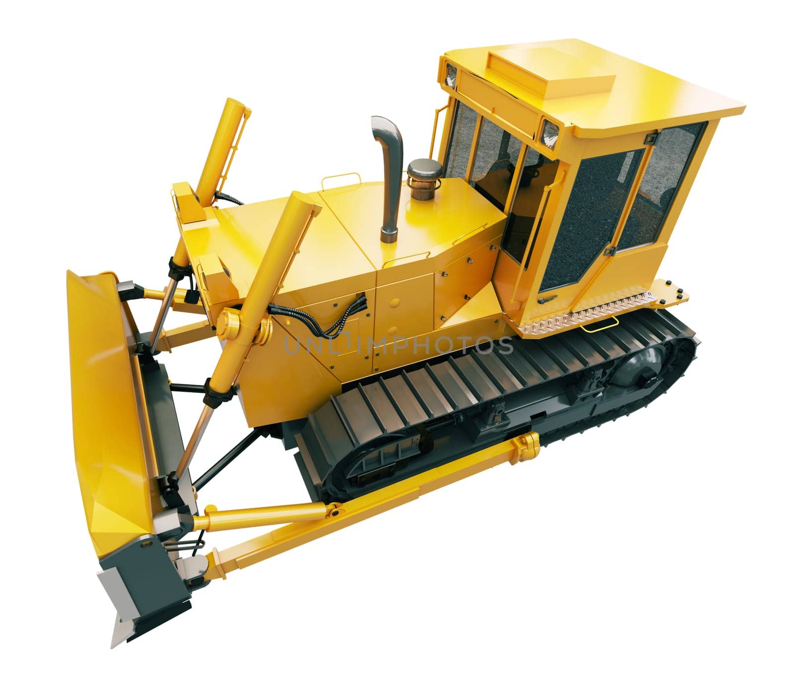 Heavy crawler bulldozer isolated on a white background