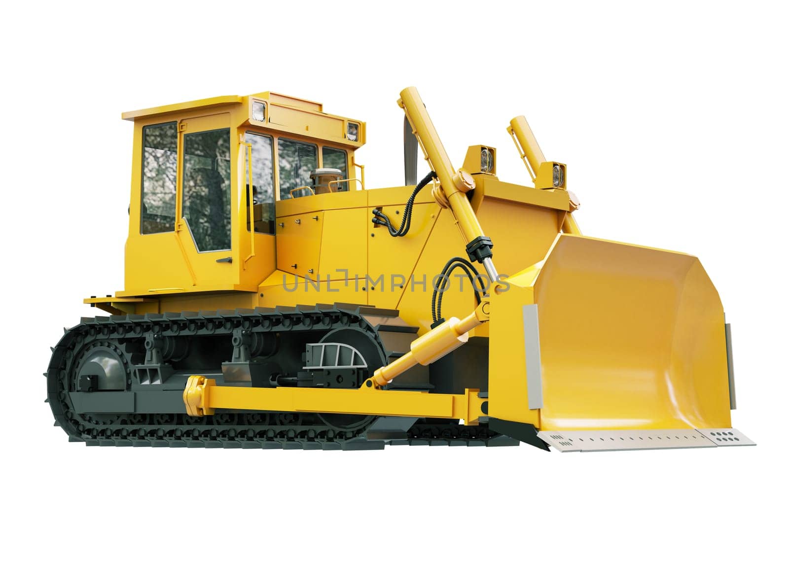 Heavy crawler bulldozer isolated on a white background