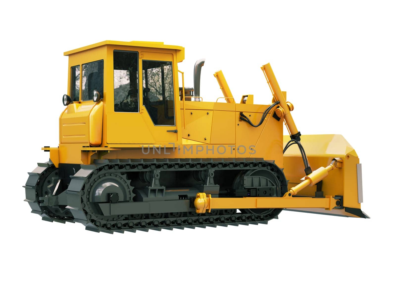 Heavy crawler bulldozer isolated on a white background