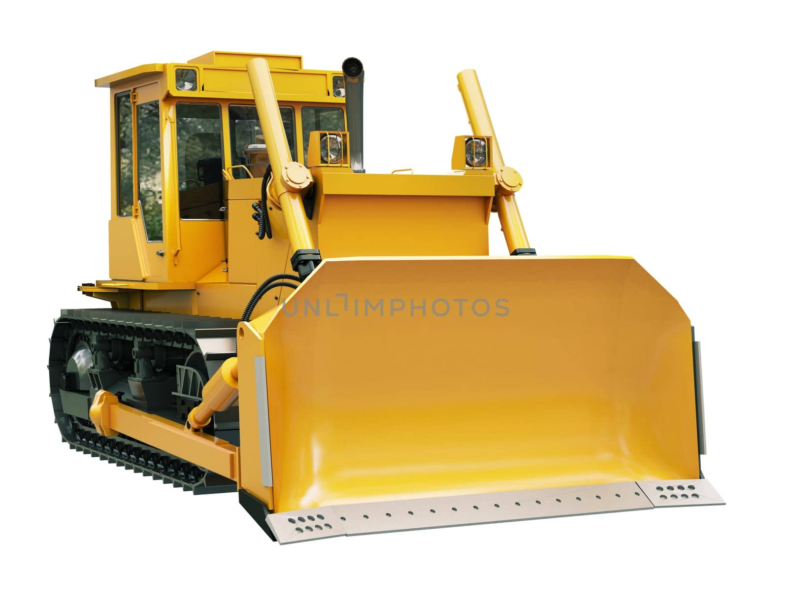 Heavy crawler bulldozer isolated on a white background