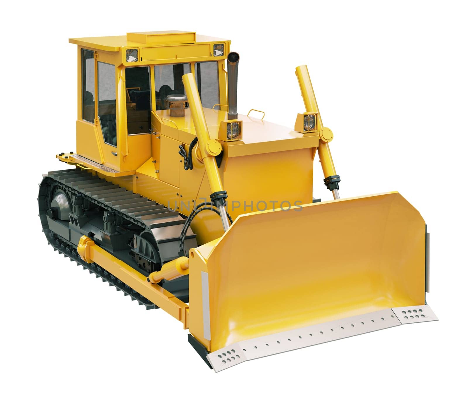 Heavy crawler bulldozer isolated on a white background
