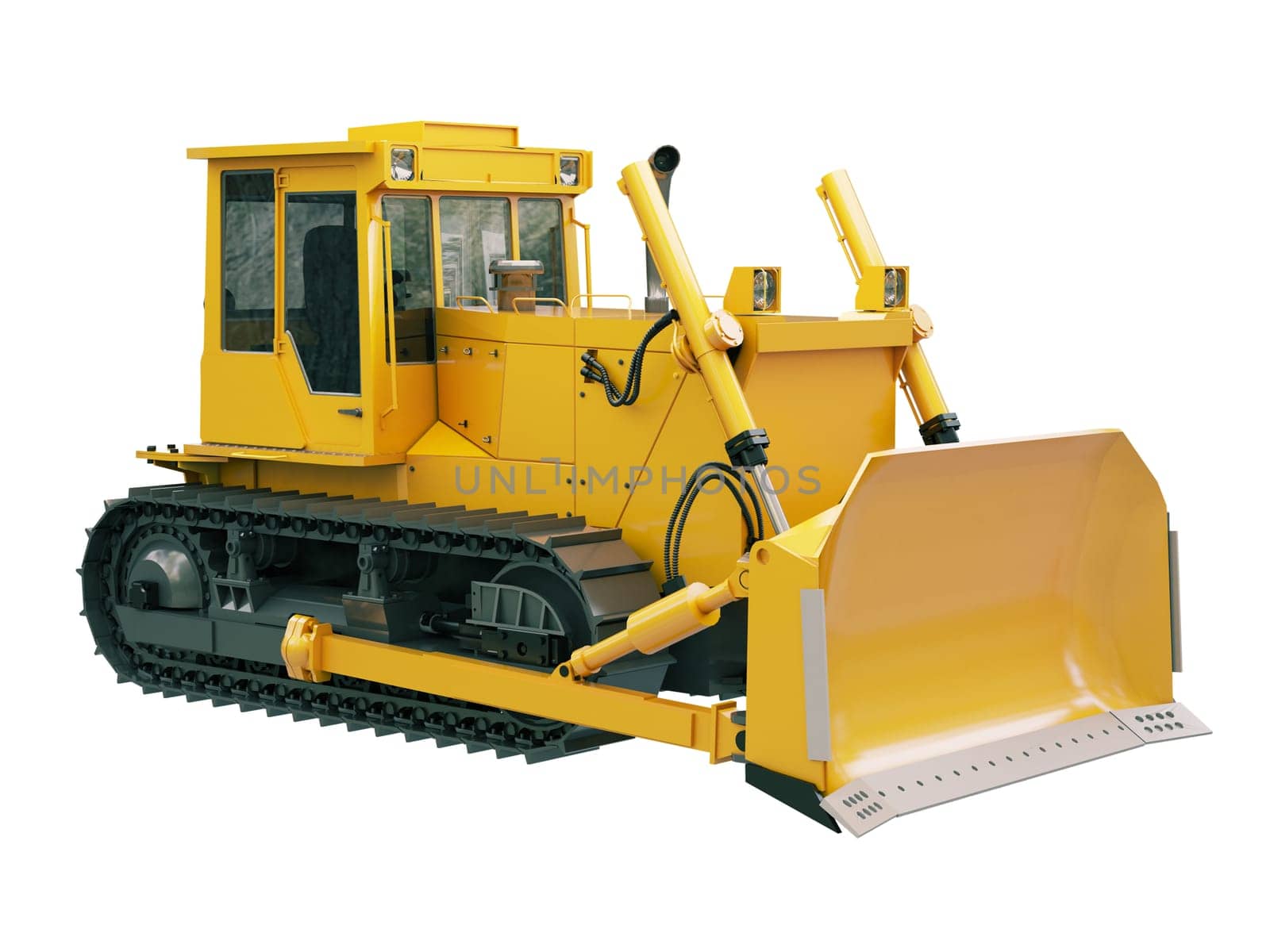 Heavy crawler bulldozer isolated on a white background