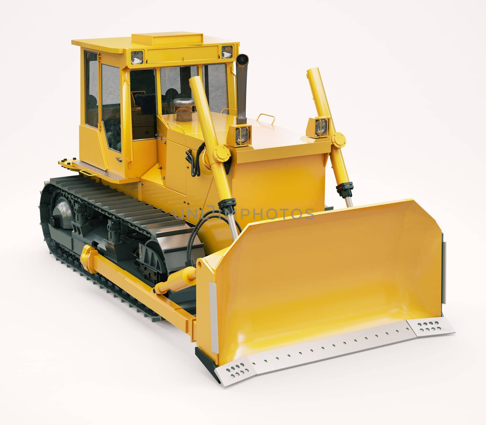 Heavy crawler bulldozer on a light background