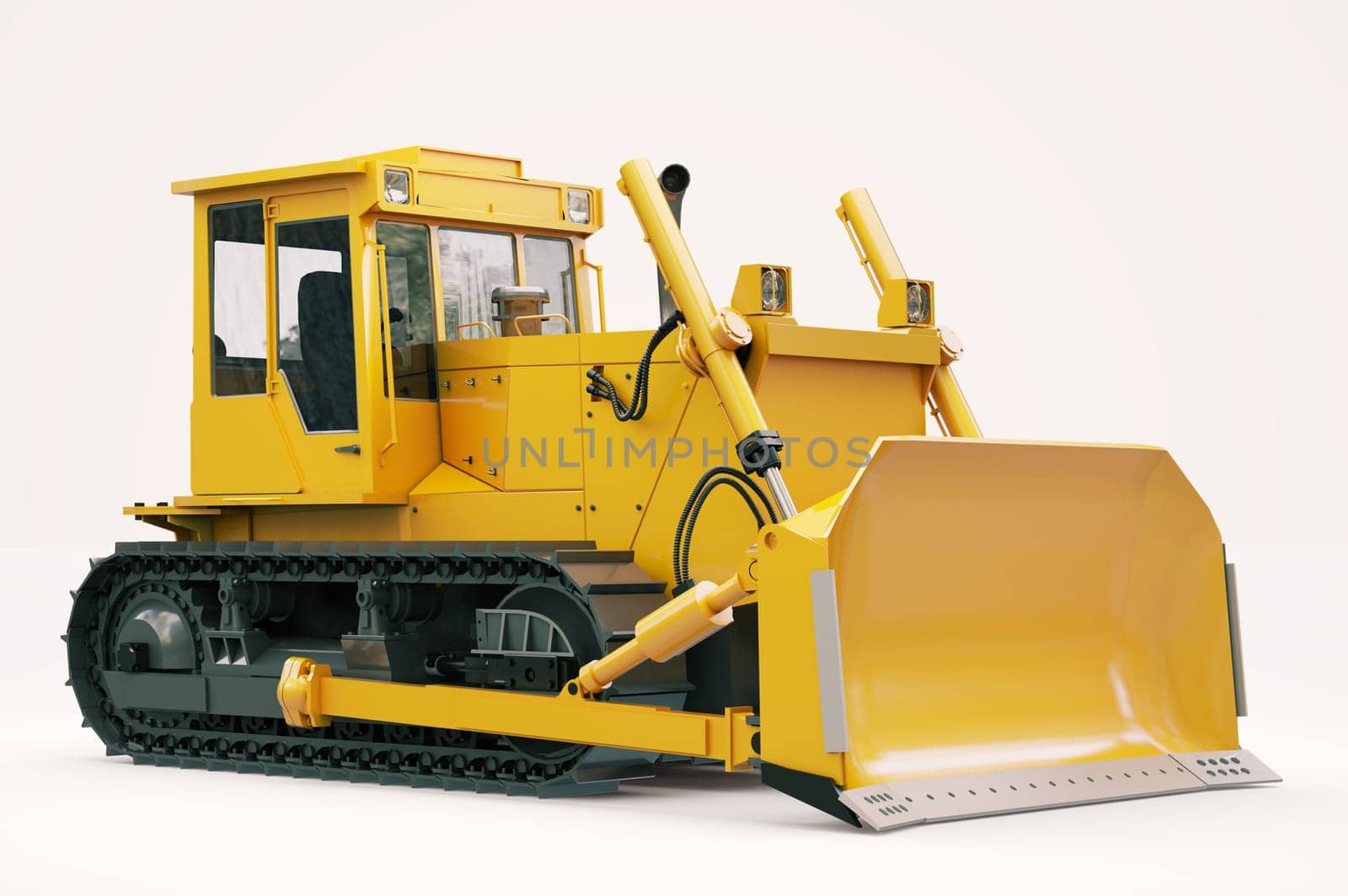 Heavy crawler bulldozer on a light background