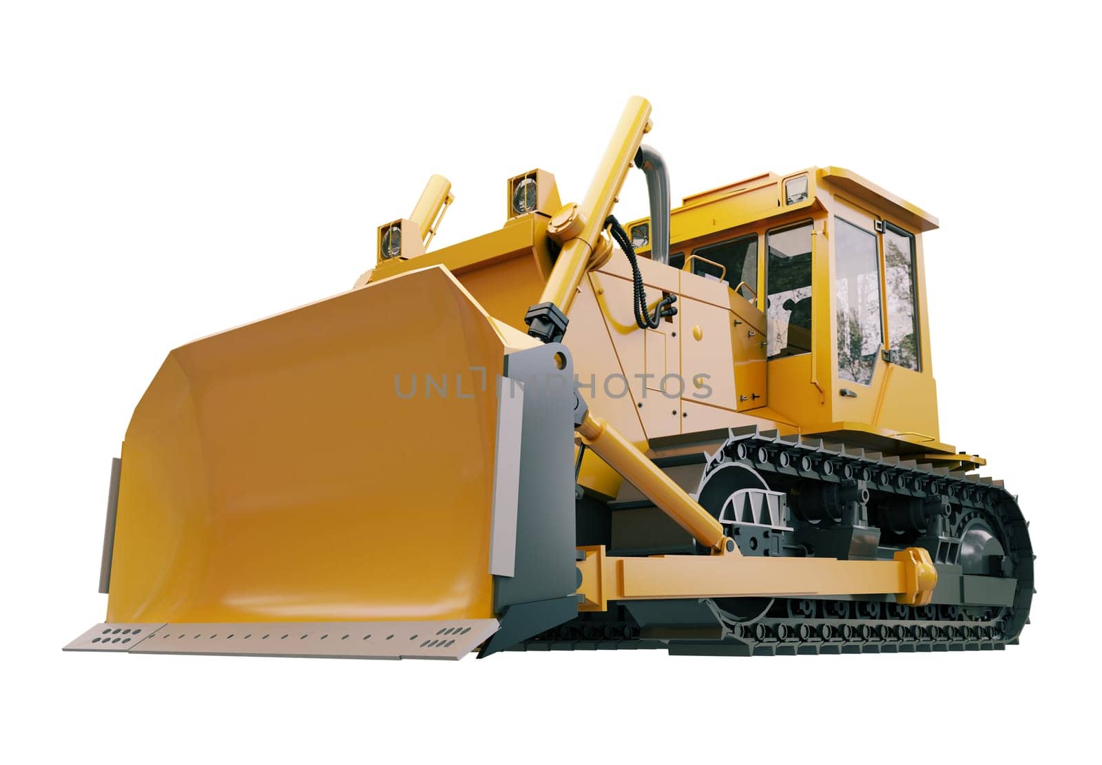 Heavy crawler bulldozer isolated on a white background