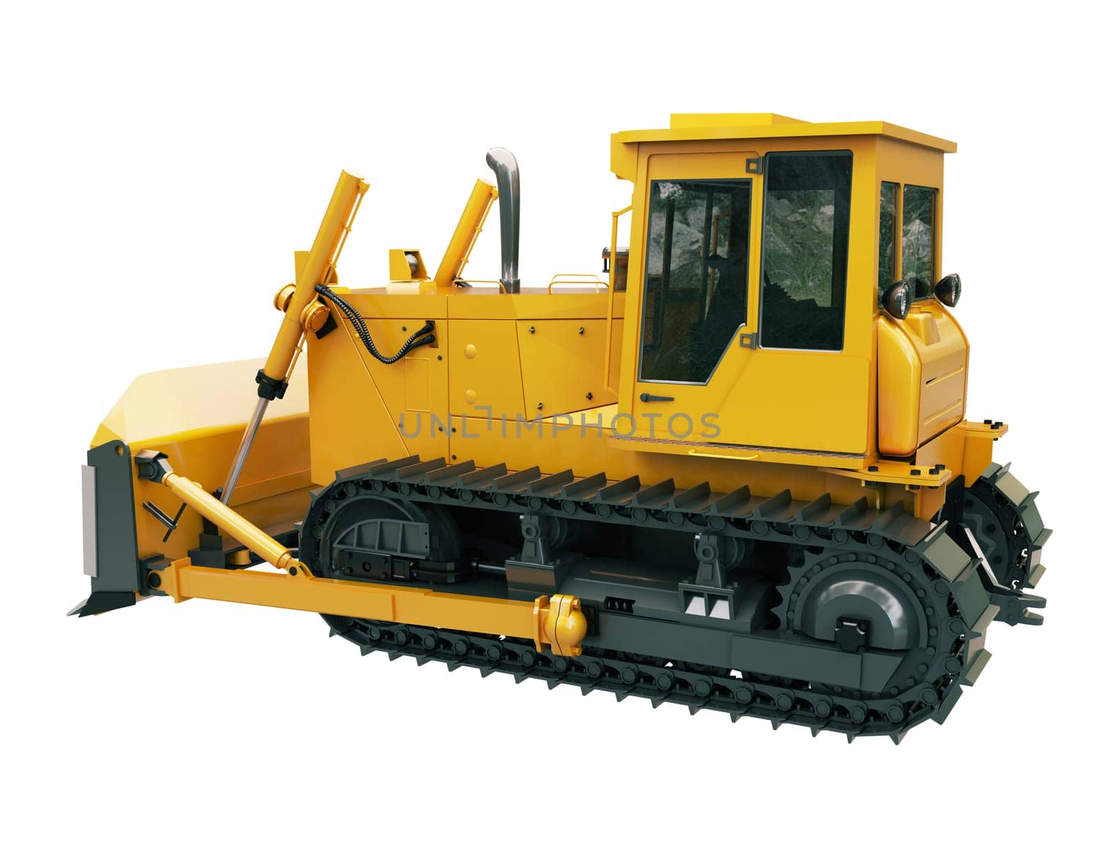 Heavy crawler bulldozer isolated on a white background