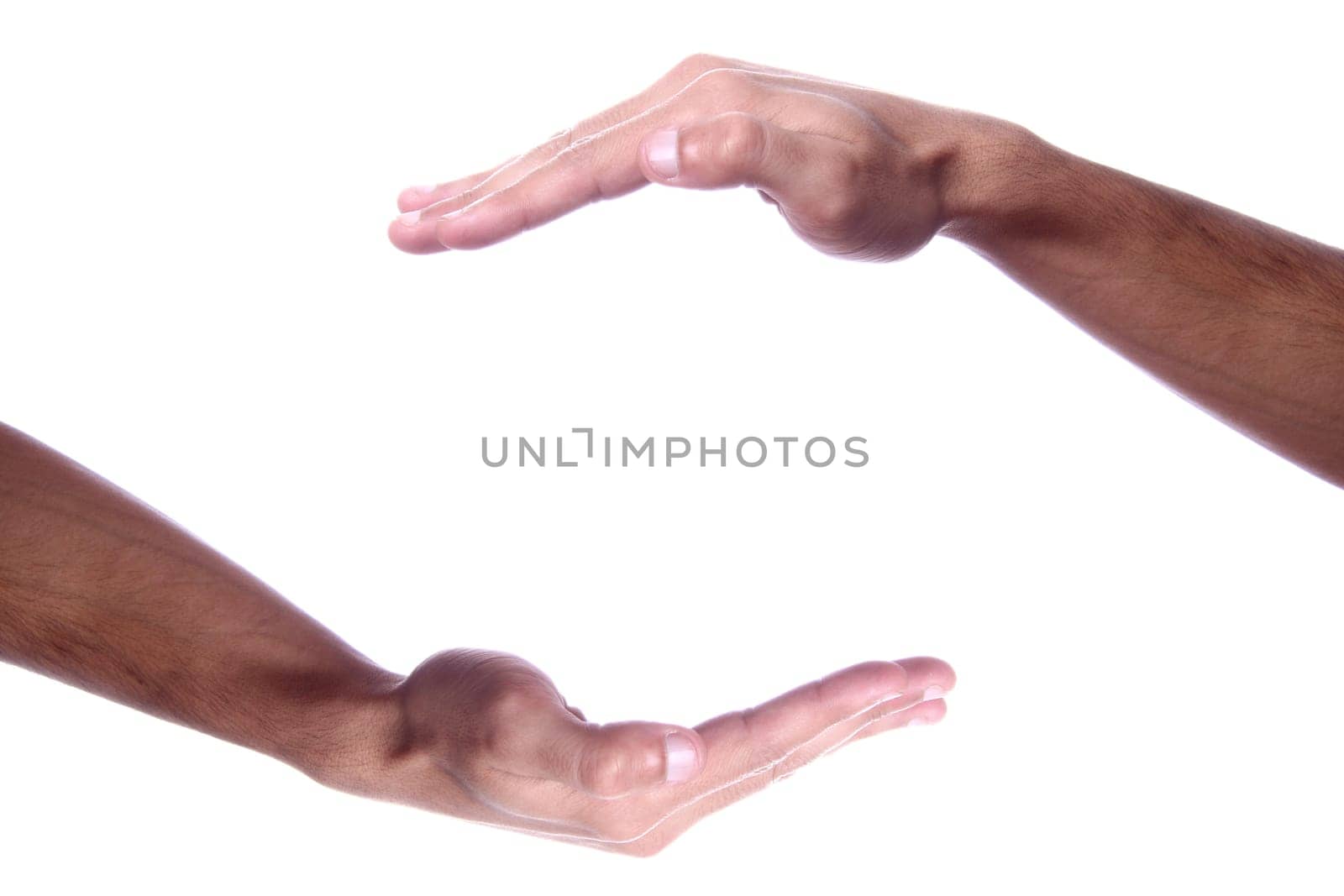 Hand as if holding something - open space