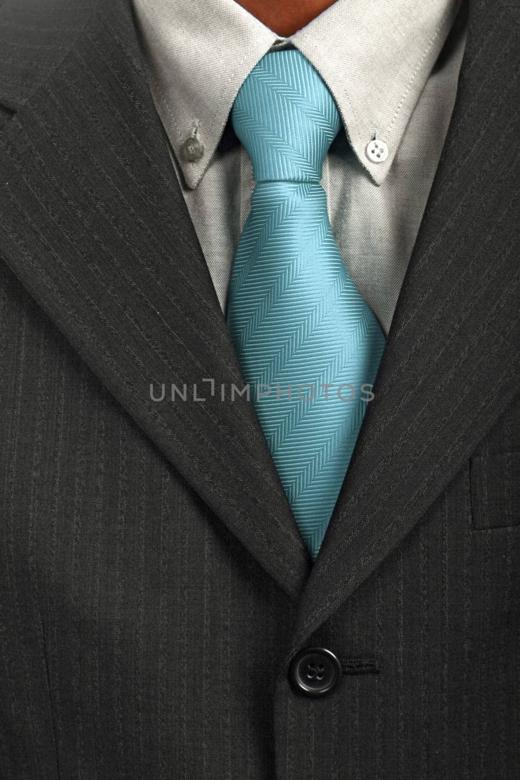 detail of a Business man Suit with blue tie