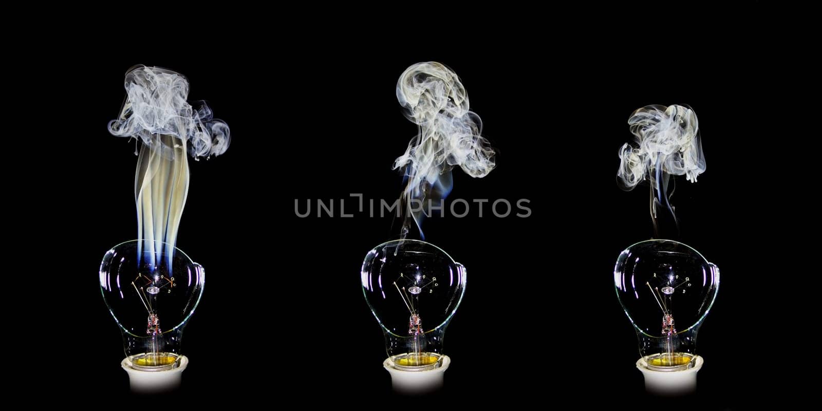 broken lamp on a black background