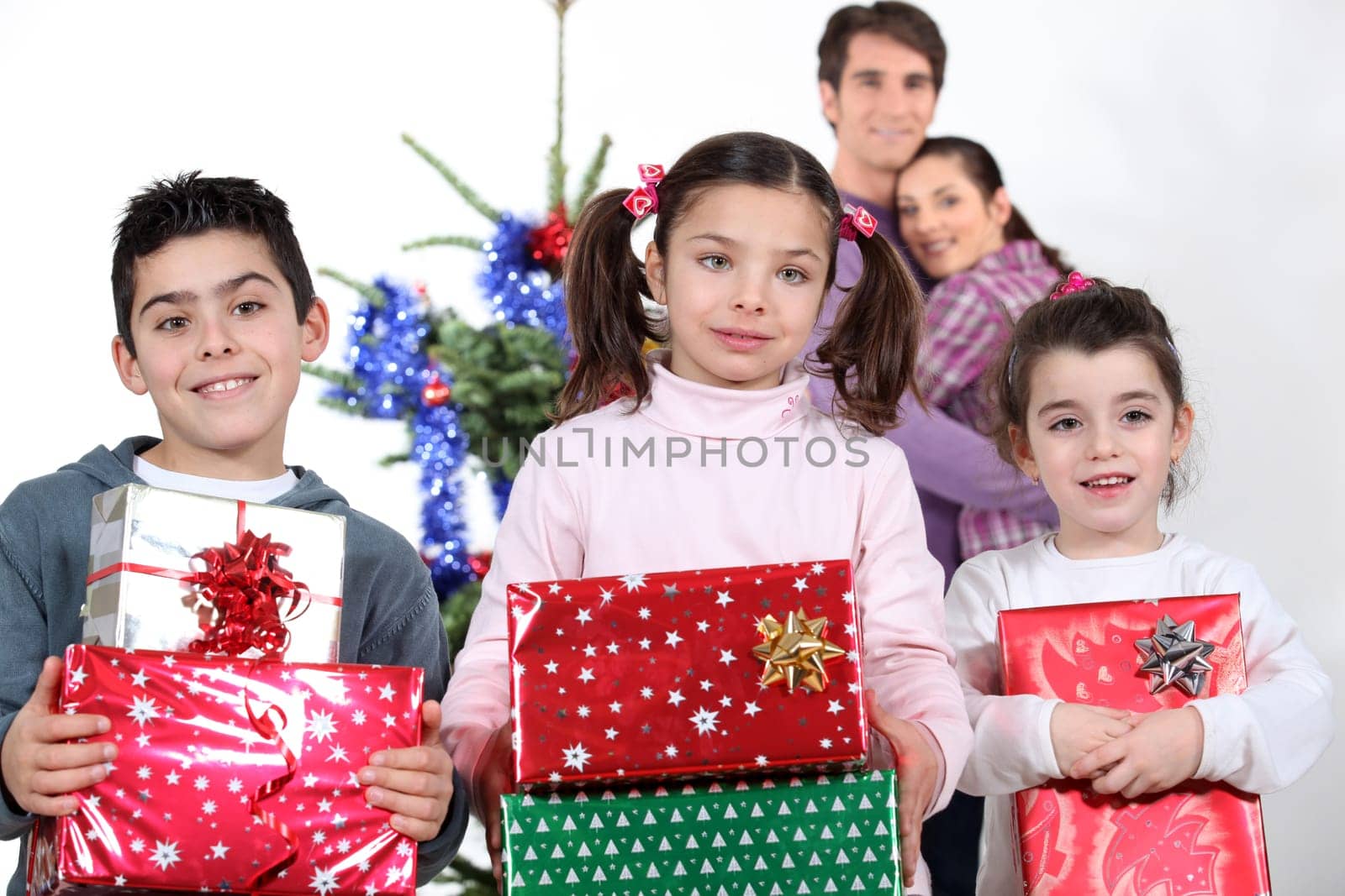 parents and children at Christmas time