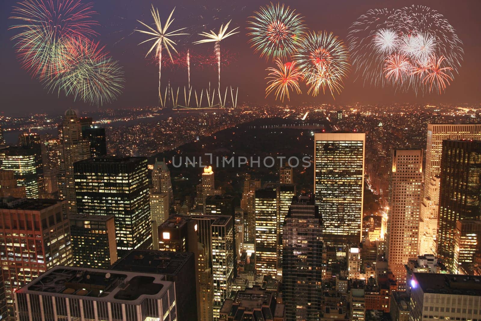 Fireworks scene in the dark