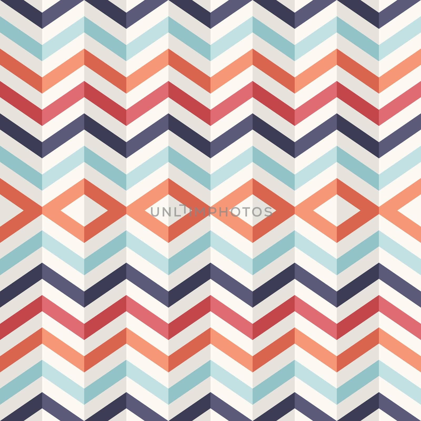 Vintage 3D optic effect with geometric shapes seamless pattern background. Vector file in layers for easy editing.