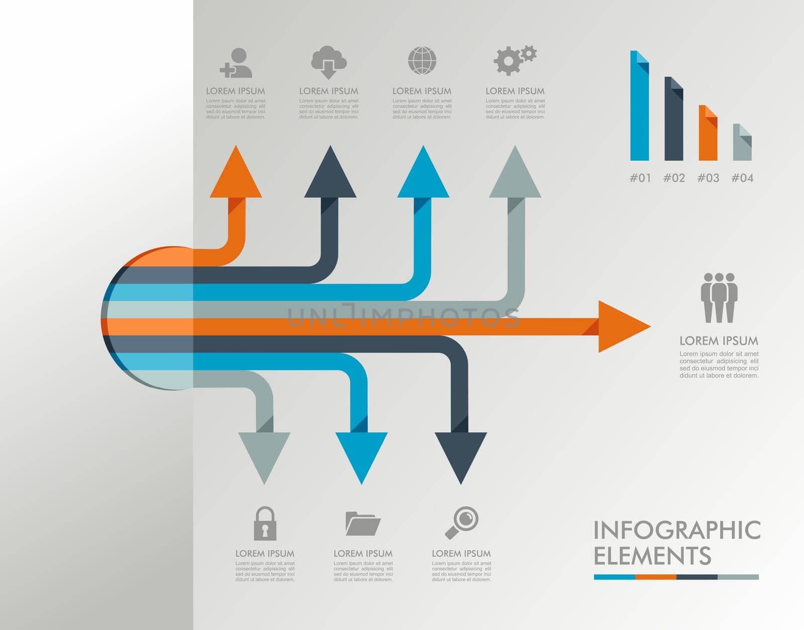Infographic design template with graphic elements set illustration. Vector file in layers for easy editing.