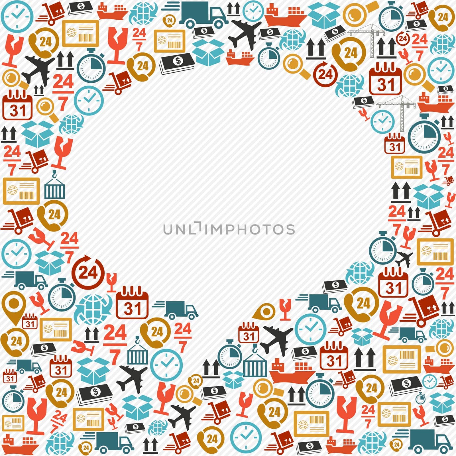 Shipping concept colorful social media speech bubble shape icons composition. Vector in layers for easy editing.
