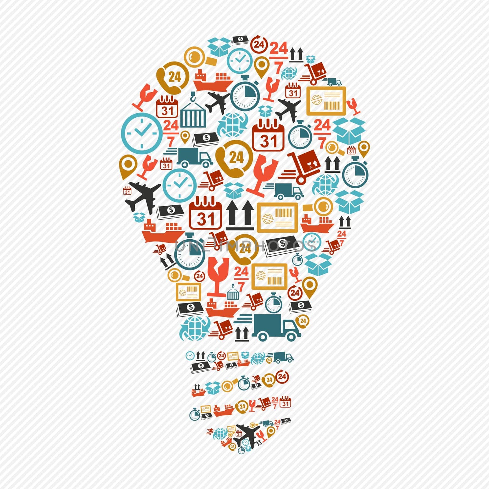 Shipping icons idea light bulb shape composition. Vector in layers for easy editing.