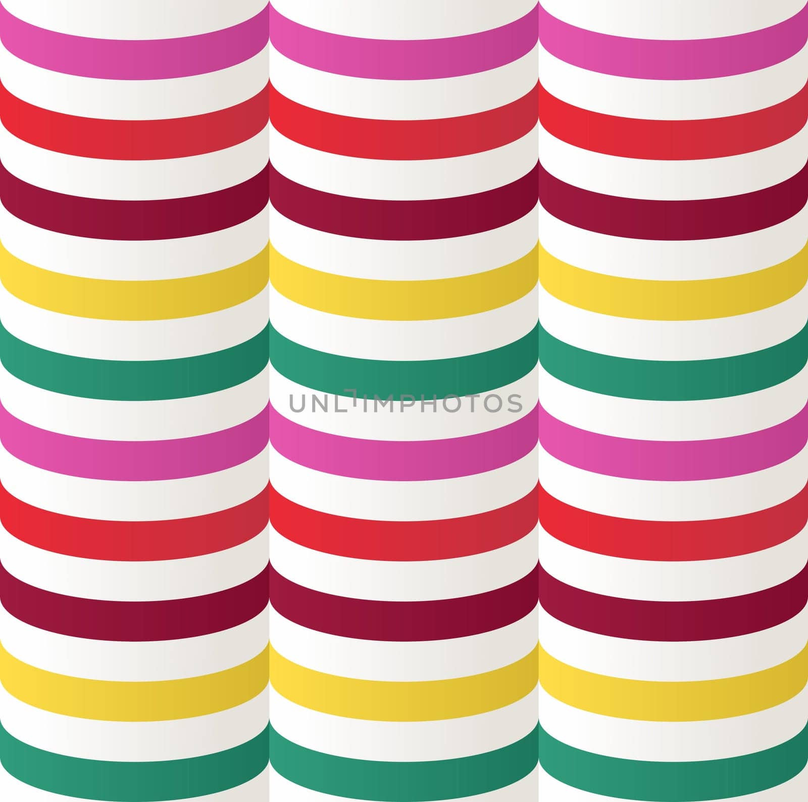Vintage 3D optic effect with wave shapes seamless pattern background. Vector file layered for easy editing.