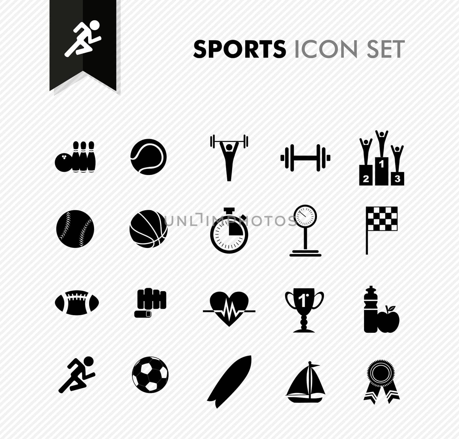 Modern sports workout and exercise icon set. Vector file layered for easy editing.