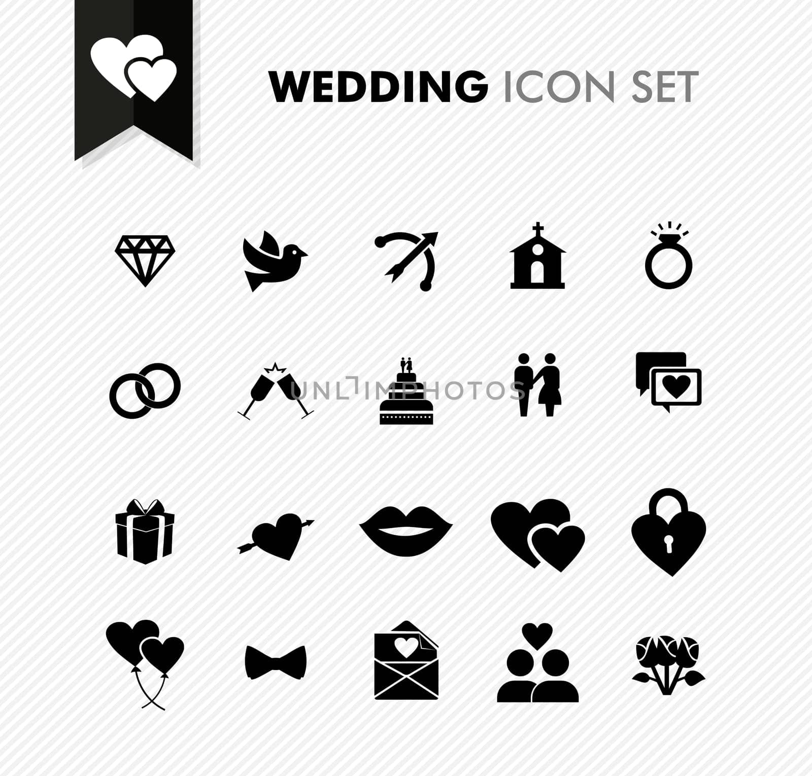 Modern wedding marriage and commitment icon set. Vector file in layers for easy editing.