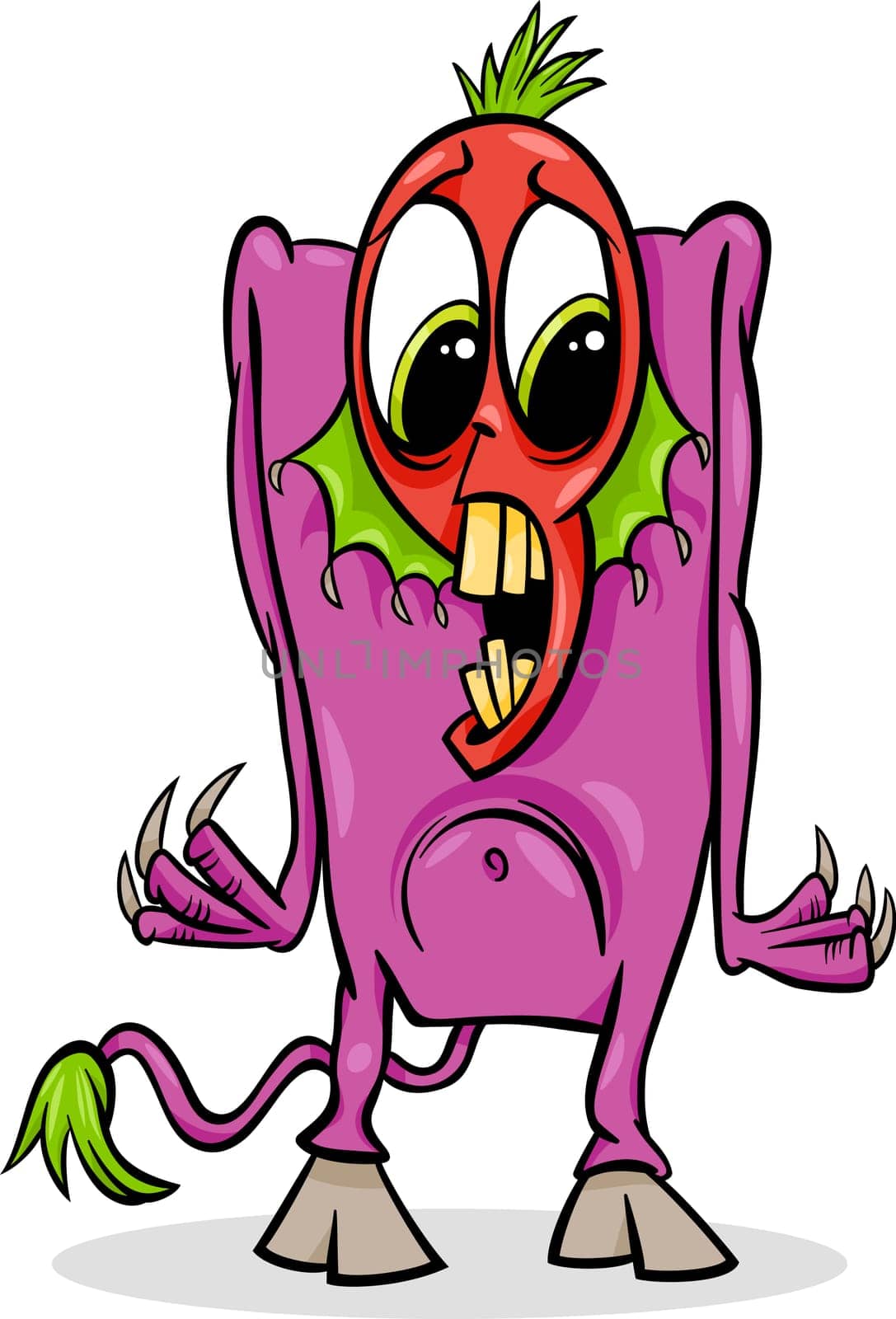 Cartoon Illustration of Funny Monster or Fright or Bogie