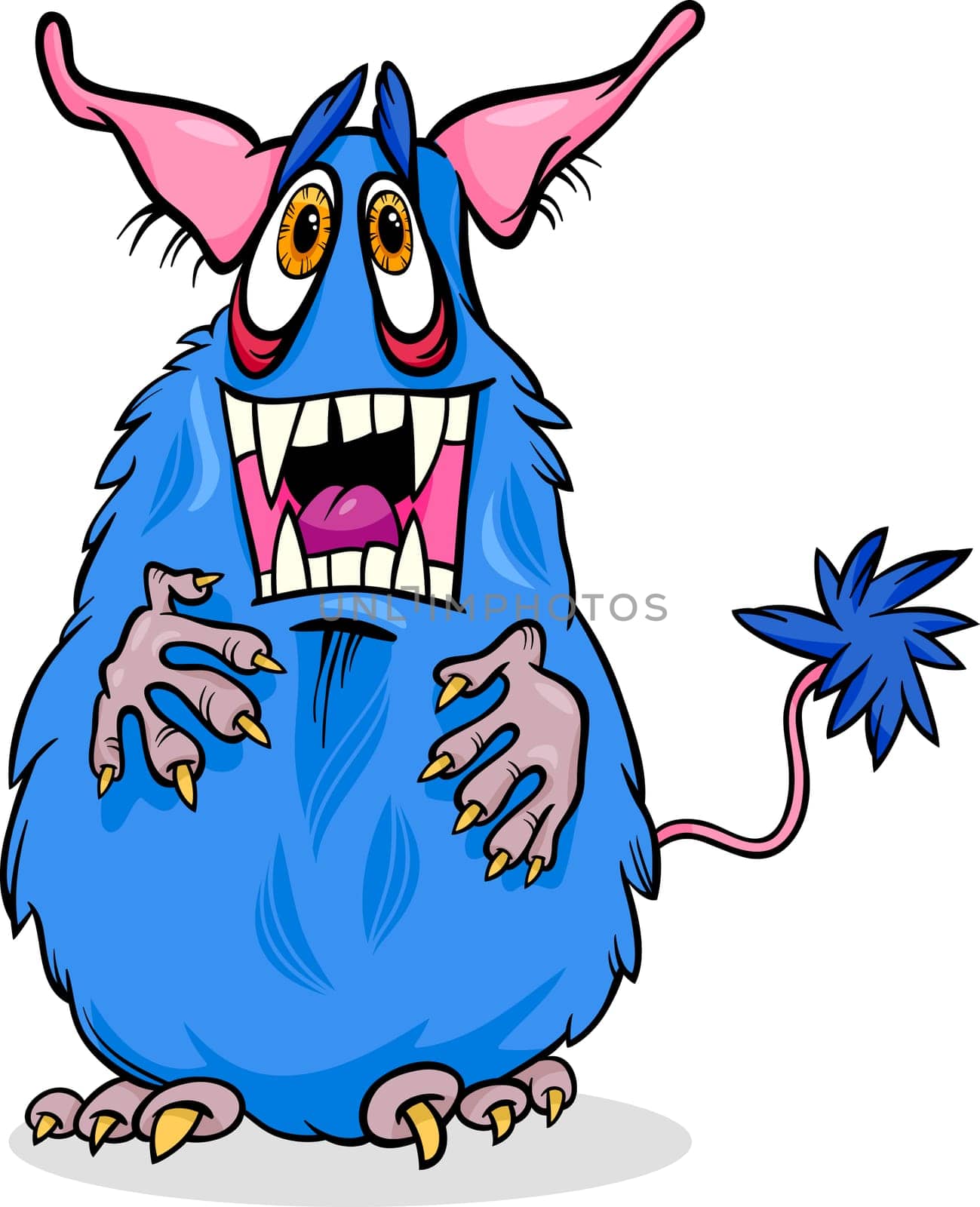 Cartoon Illustration of Funny Monster or Fright or Bogie