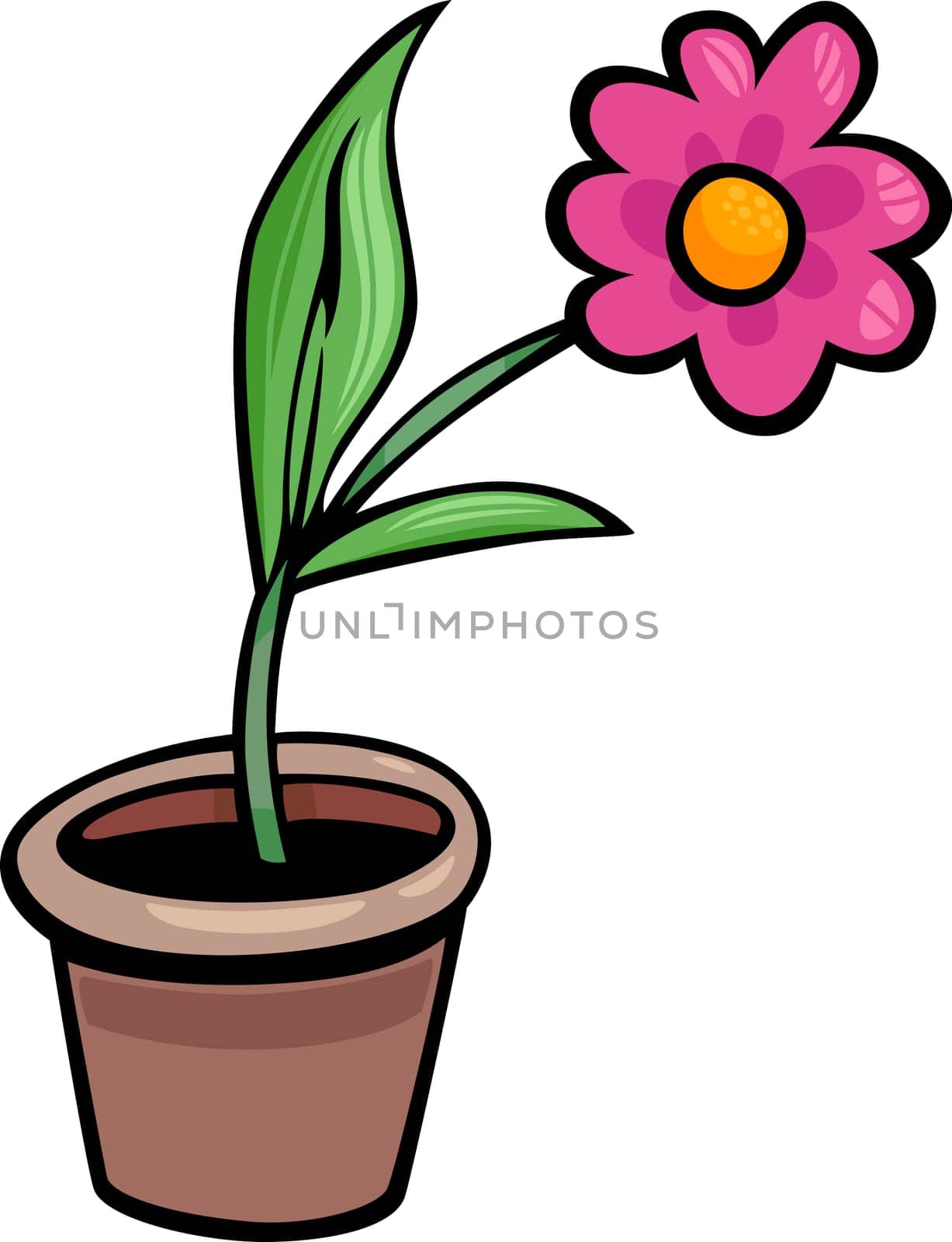 Cartoon Illustration of Flower in a Pot Clip Art