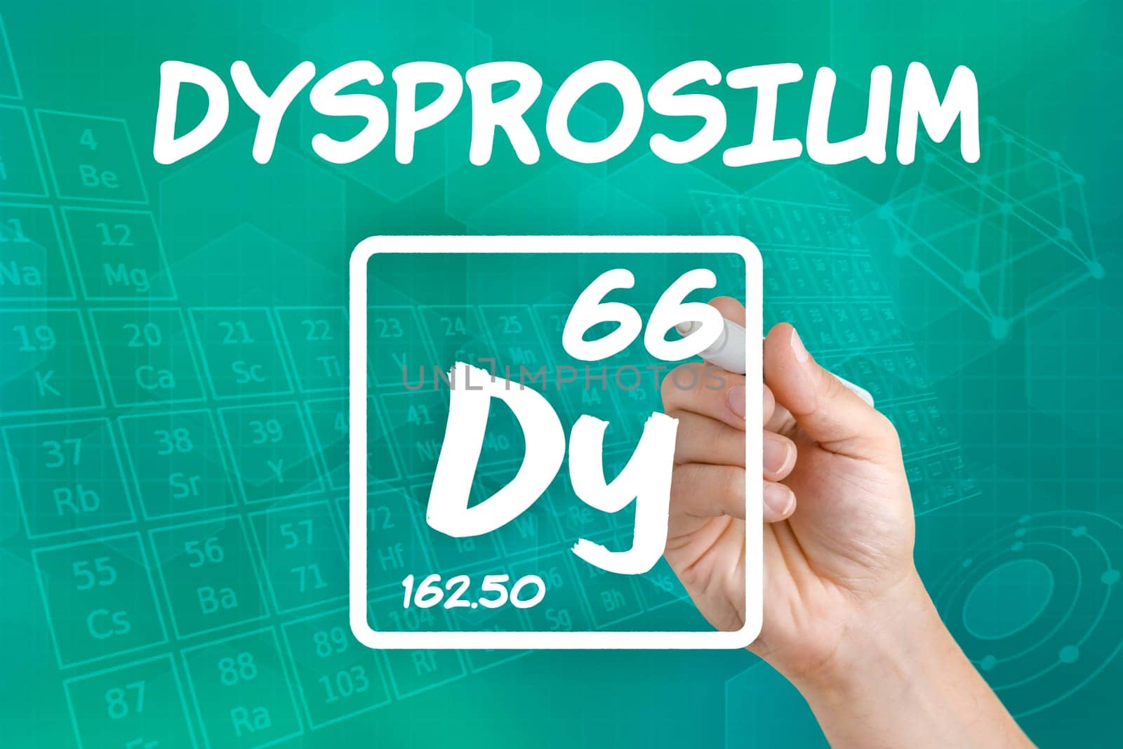 Symbol for the chemical element dysprosium