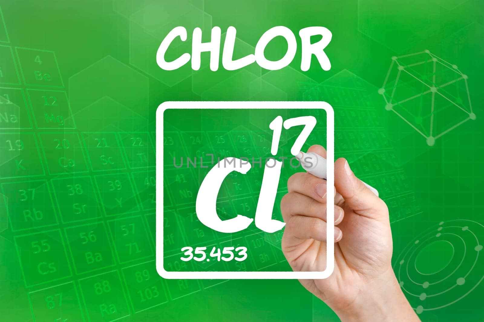 Symbol for the chemical element chlorine