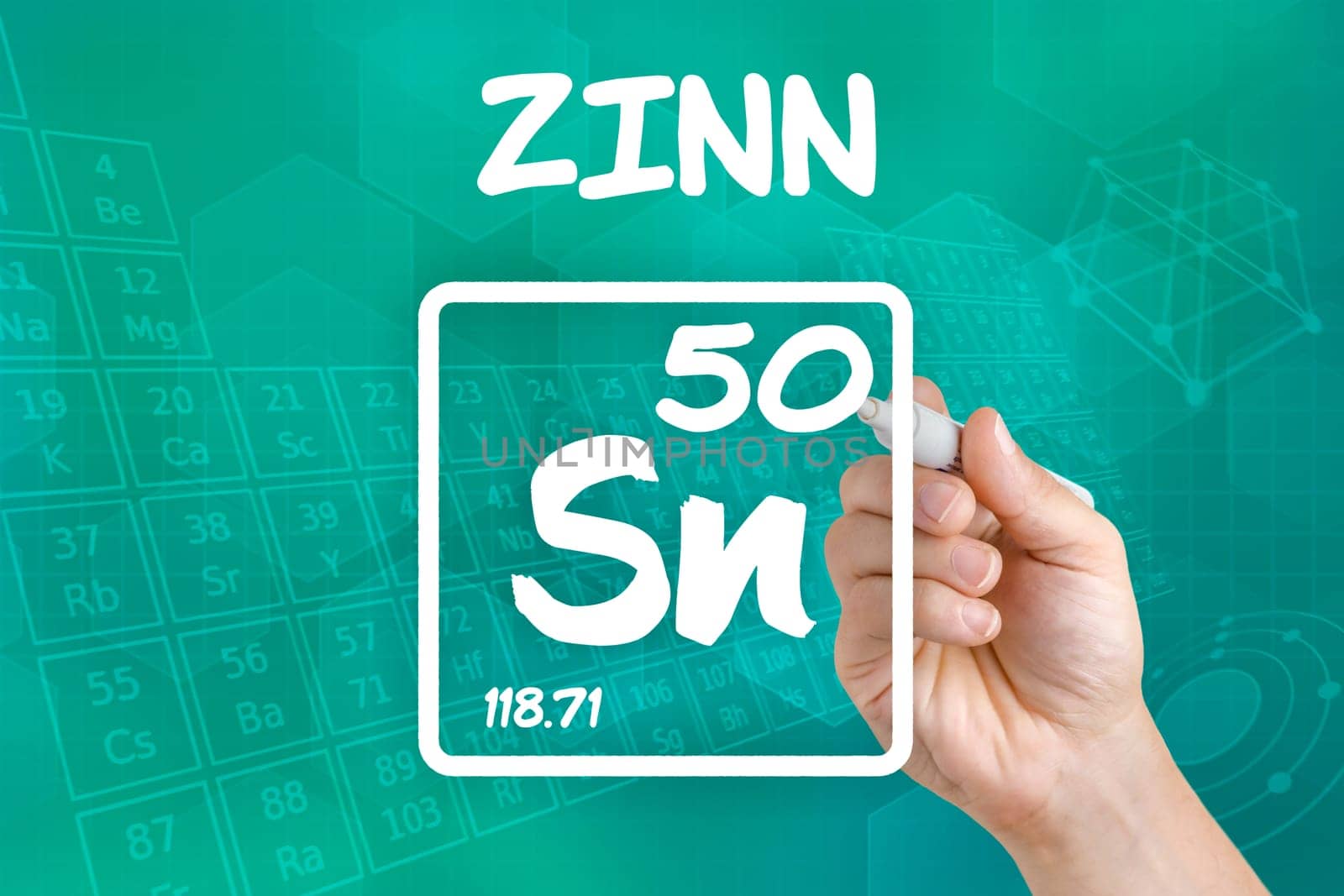 Symbol for the chemical element tin