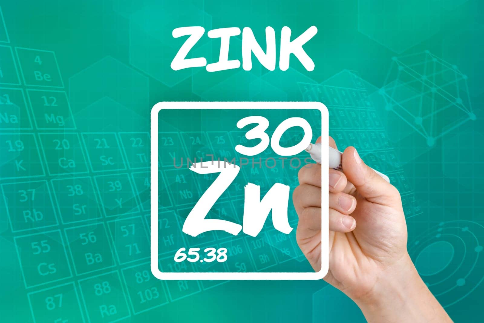 Symbol for the chemical element zinc