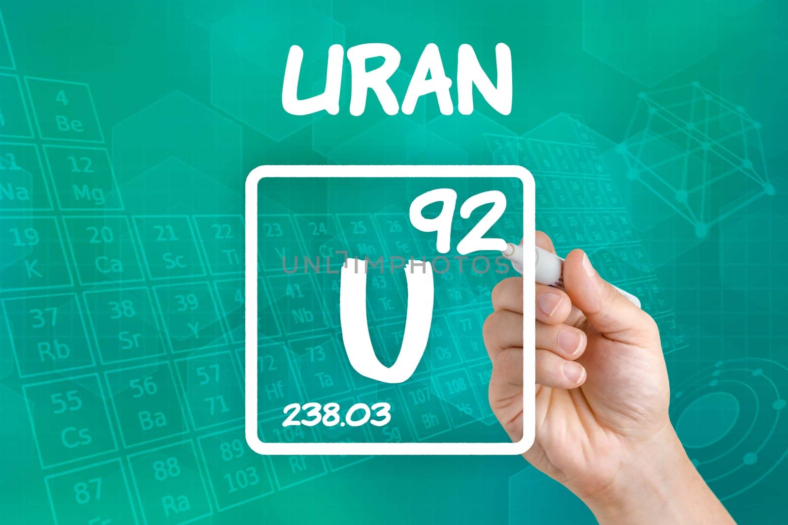 Symbol for the chemical element uranium