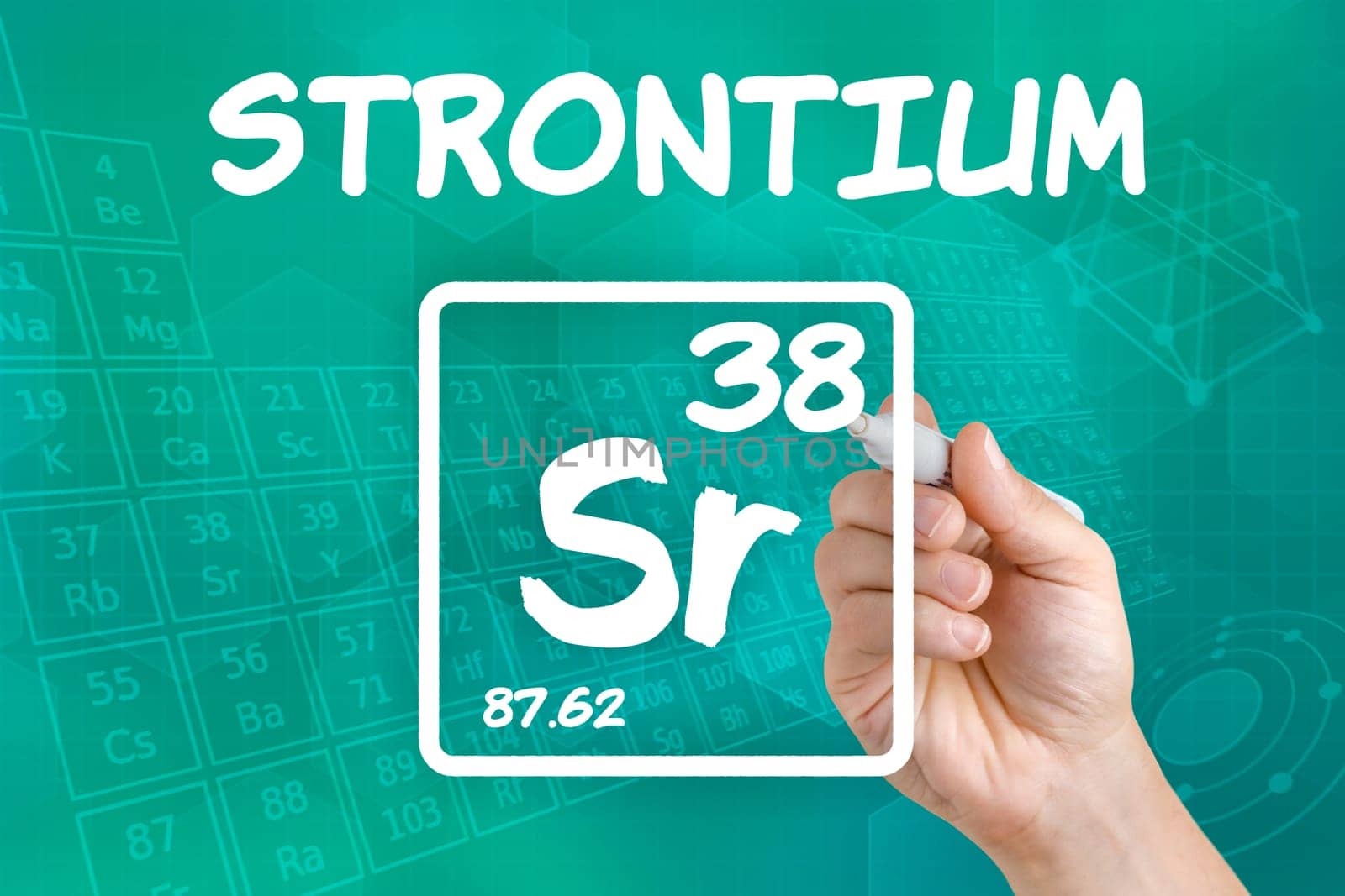Symbol for the chemical element strontium