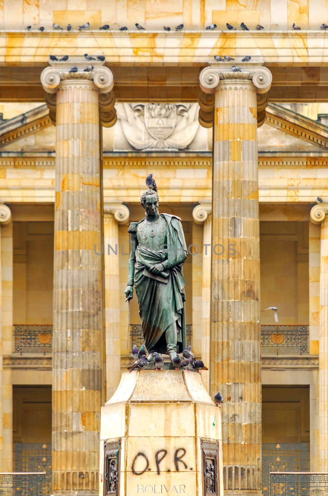 Statue of Simon Bolivar in the Plaza de Bolivar in Bogota, Colombia
