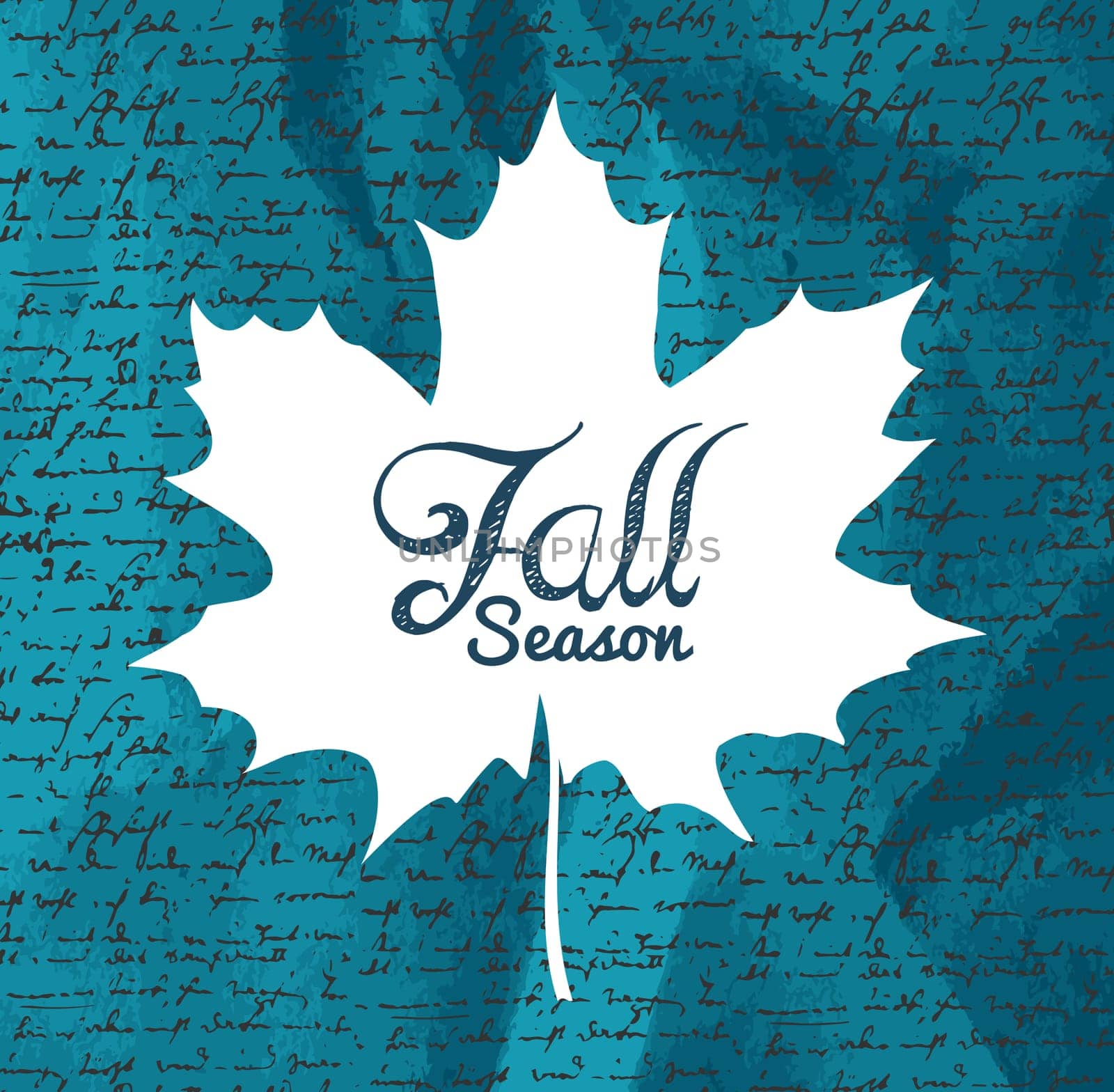 Autumn Fall season text maple leaf shape with hand written background. EPS10 file with transparency for easy editing.