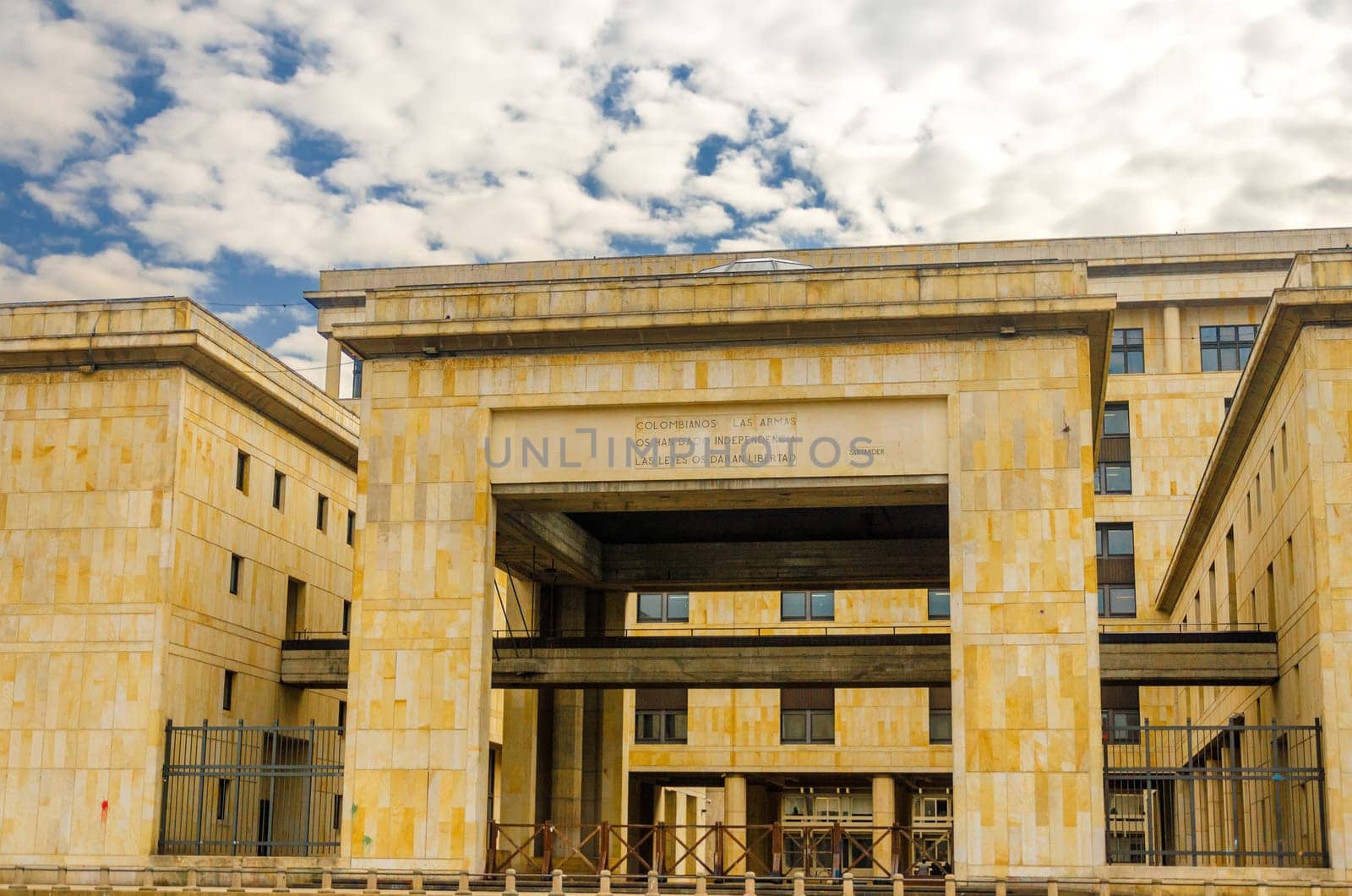 Facade of the Supreme Court of Colombia in the Plaza de Bolivar in Bogota