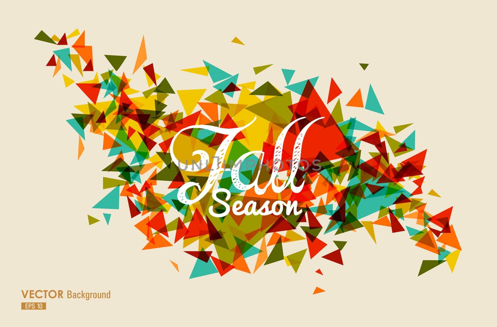 Vintage Fall Season text over geometric composition. Abstract autumn background. EPS10 file with transparency for easy editing..